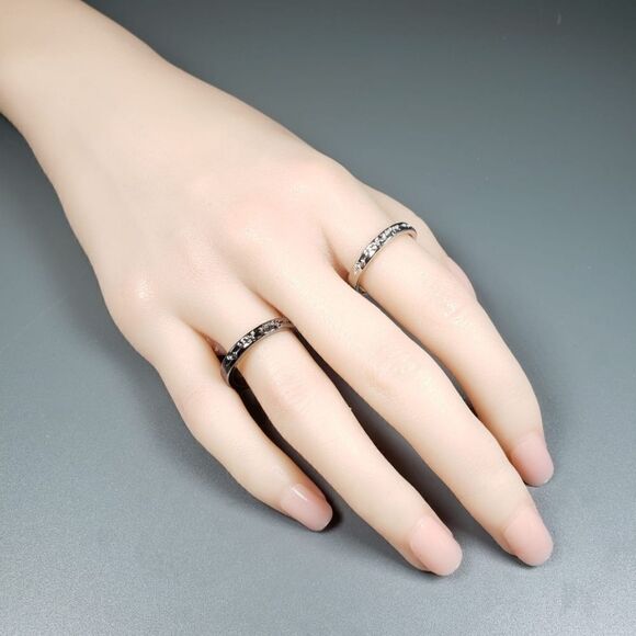 Brand New S925 Silver Heart Beats Patterns Couple Rings #2 - Picture 4 of 8